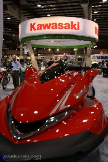 Kawasaki Personal Watercraft: Here's a long shot view of the Kawasaki floor display
